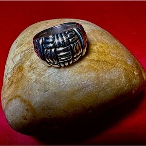 Vintage Joseph Esposito Sig Espo Basket Weave Sterling Silver Band Ring Sz 9